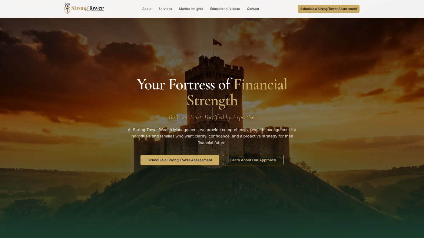 Strong Tower Wealth Management website design screenshot showing homepage layout and branding by DigitalTreehouse